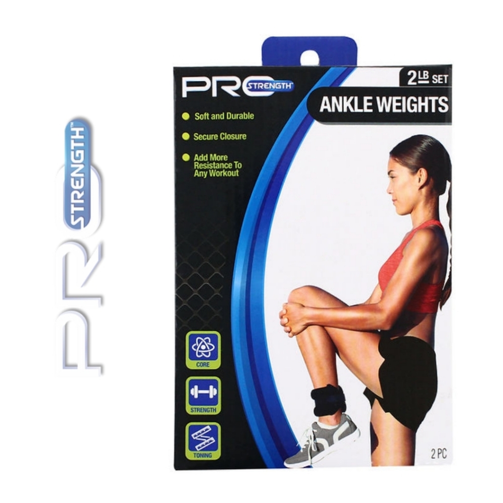 NEW Pro Strength 2LB Ankle Weights Set Black Toning Resistance Adjustable